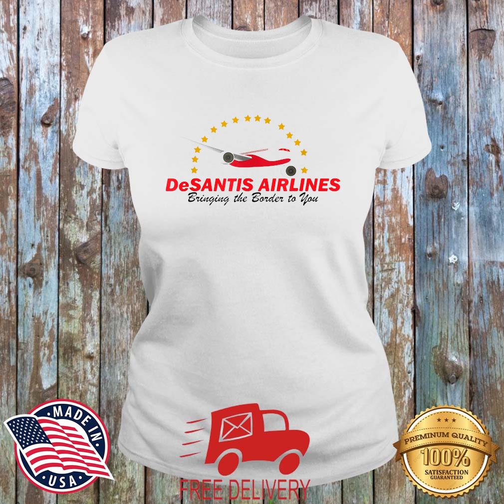 DeSantis Airlines Bringing The Border To You Usa Flag T-Shirt MockupHR ladies trang