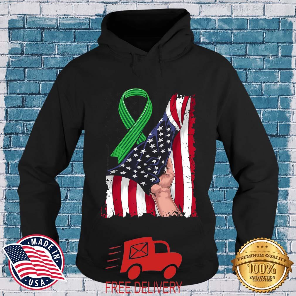 Kidney Disease Awareness American Flag Green Ribbon Shirt MockupHR hoodie den