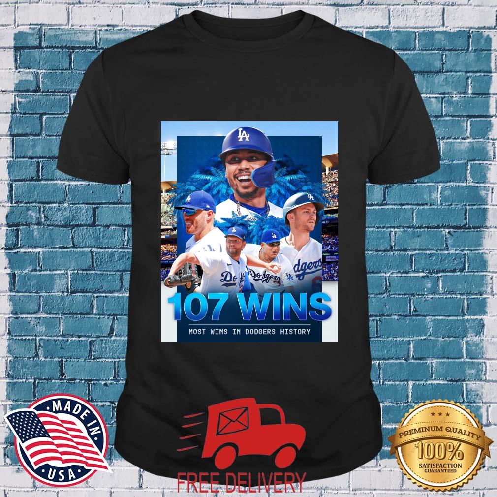 Los Angeles Dodgers 107 Wins Most Wins In Dodgers History Shirt
