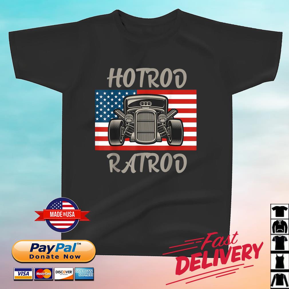 Hot Rod Muscle American Flag Antique Shirt